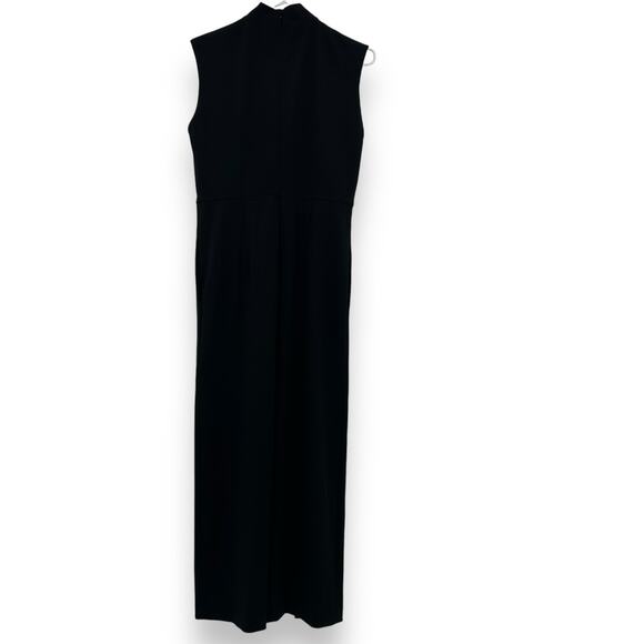Calvin Klein Black Stretch jumpsuit Tie Neck Pockets Size 10 Wide Leg EUC - Picture 8 of 11